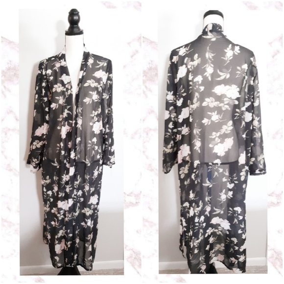 Relipop Tops - Relipop Sheer Floral Duster